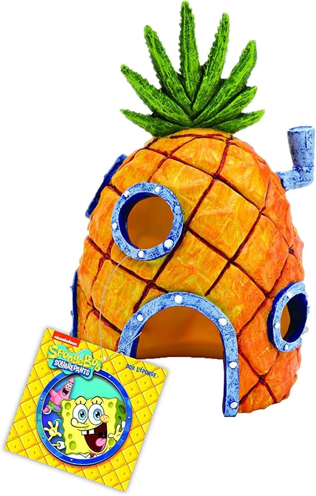 Penn-Plax Formally Licensed Spongebob Squarepants Aquarium Decoration – Spongebob’s Pineapple Home – Medium Measurement (SBR10EO)